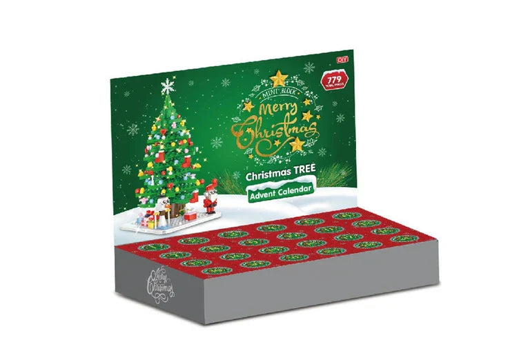 Advent Calendar Christmas Tree Building Block Set with LED String Lights