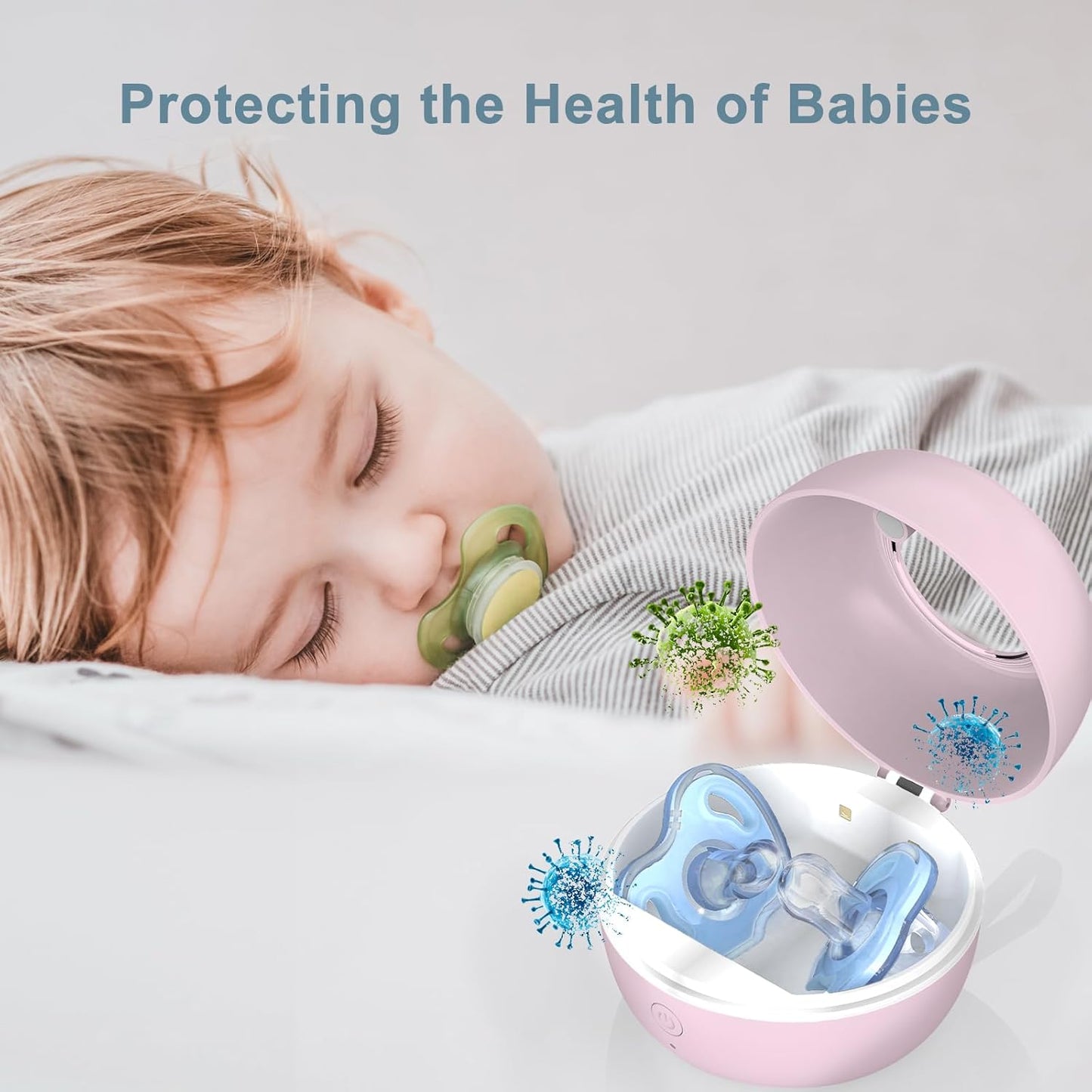Upgraded Portable Pacifier Sanitizer – Large Pink