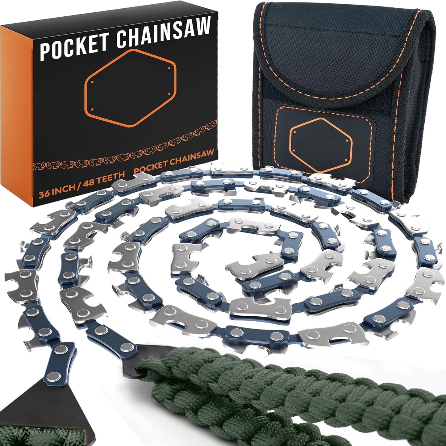 Survival Pocket Chainsaw – Heavy-Duty Hand Chain Saw for Camping, Hiking, Bushcraft