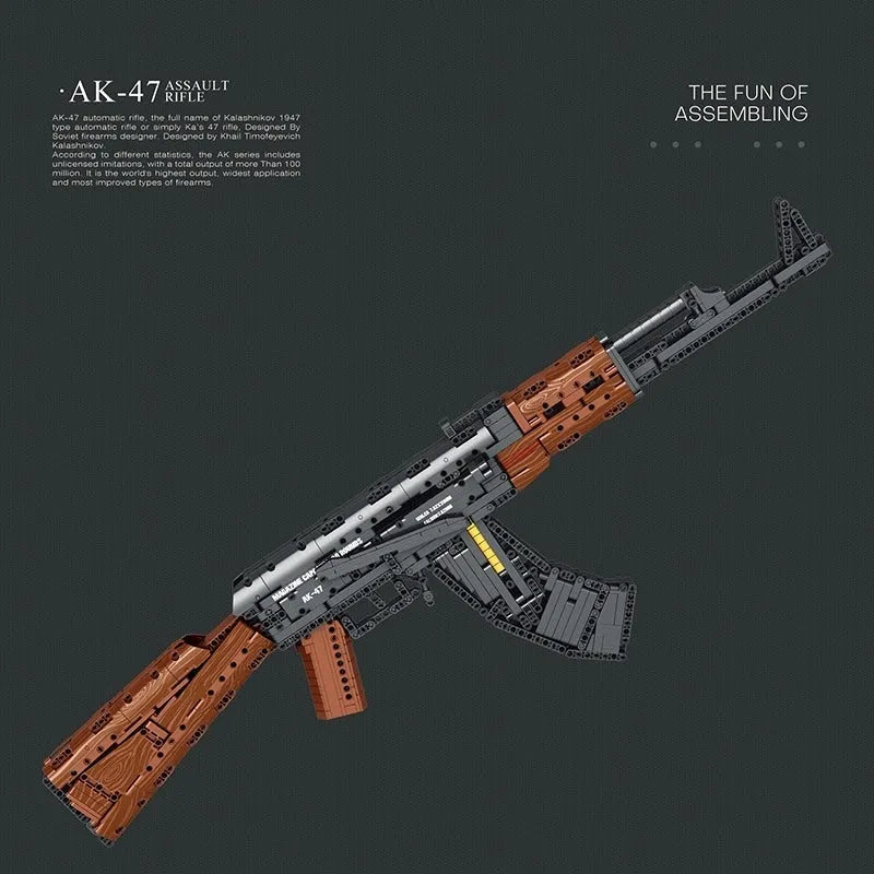 Building Block Toy AK47 Assembly Kit, comprising 1166 components